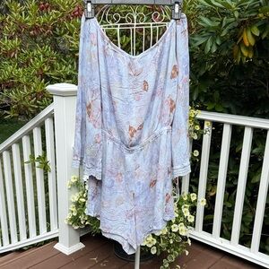 Mossimo Supply Co. Pastel Blue and Brown Floral Romper